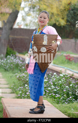 Woman wearing traditional dress, arunachal pradesh, india, asia, mr#786 Stock Photo