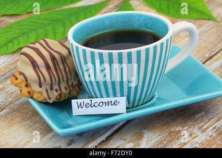 Welcome home card with chocolate and toffee cookie Stock Photo