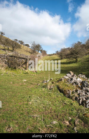 Beautiful landscape image of Peak District on bright sunny Spring day Stock Photo