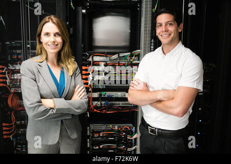 Team of technicians working together Stock Photo
