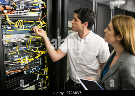 Team of technicians working together Stock Photo