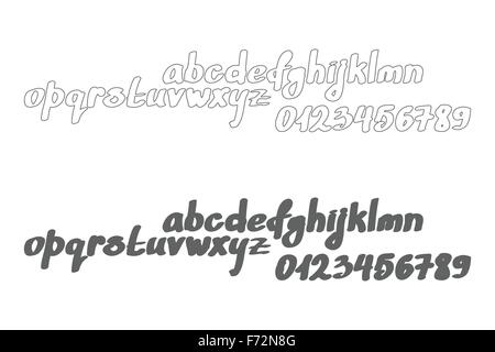 set of cursive alphabet letters isolated on white background. vector font type. handwriting design Stock Vector