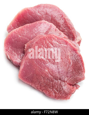 Raw beef steaks on a white background. Stock Photo