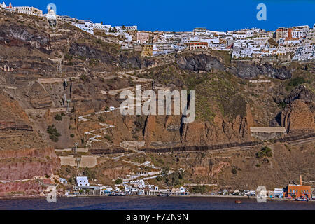 Town Of Fira Perched On The Cliff top Santorini Greece Stock Photo