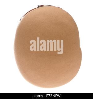 Brown retro style felt cap, top view,  on white background. Stock Photo