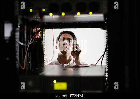 Technician working on the server Stock Photo