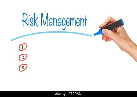 Risk Management, written in marker on a clear screen. Stock Photo