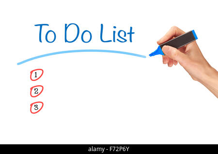 To do list, written in marker on a clear screen. Stock Photo