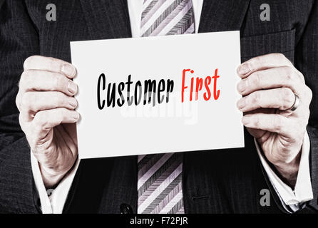 Customer First, Induction Training headlines concept. Stock Photo