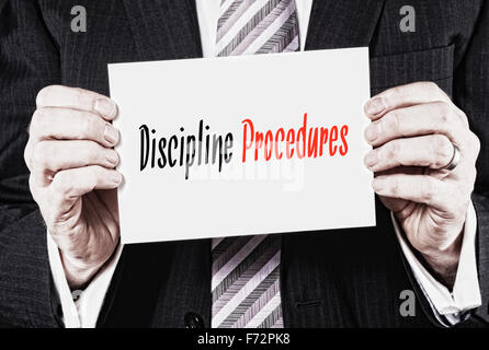 Discipline Procedures, Induction Training headlines concept. Stock Photo