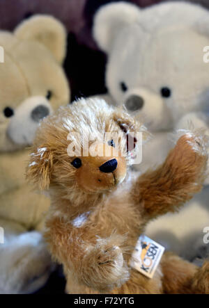 Puppet designer Annette Rauch looks at the teddy bear model named  'Charlotte' designed by her in the, Stock Photo, Picture And Rights  Managed Image. Pic. PAH-63903685