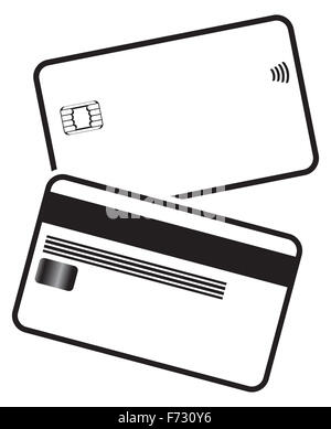 Front and back of a debit card silhouette isolated on a white background Stock Photo