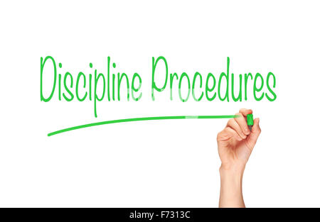 Discipline Procedures, Induction Training headlines concept. Stock Photo