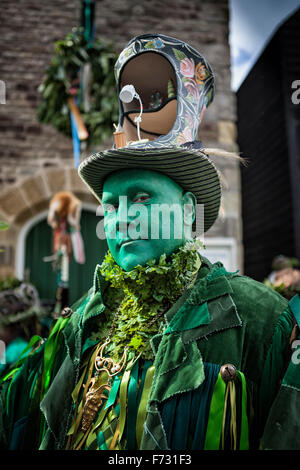 Man in costume at the Hastings Jack in the Green festival, Hastings, East Sussex, England, UK Stock Photo