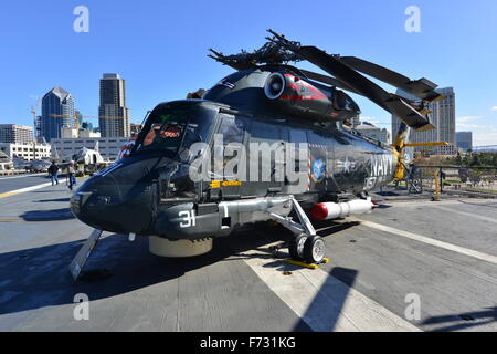 USS Midway in San Diego Harbour. Stock Photo