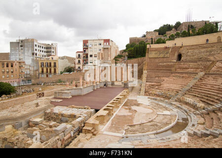 Roman theater of Carthago Nova, one of the landmarks of the city of Cartagena, Spain. Stock Photo