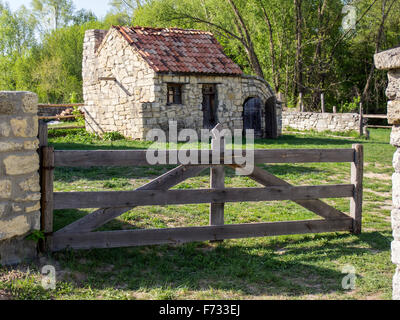 Small cottage in Pirogovo museum near Kiev, Ukraine Stock Photo