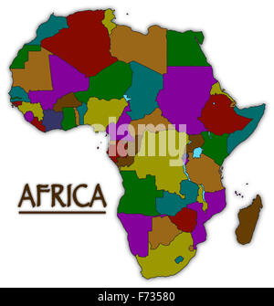 An Africa map with all countries in colour isolated on a white background Stock Photo