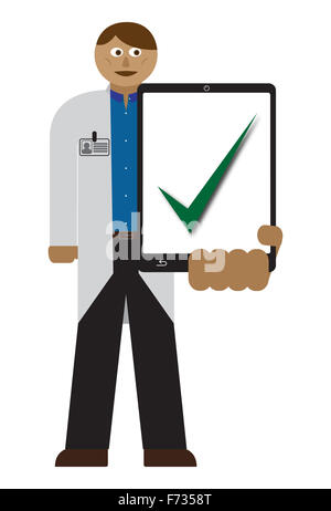 A doctor with a tablet and chart isolated on a white background Stock Photo