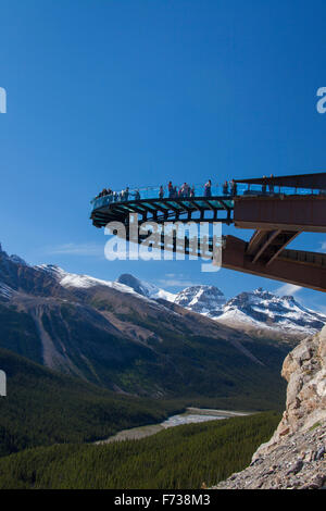 Glacier Skywalk, glass-floored observation platform looking over the Sunwapta Valley, Jasper National Park, Alberta, Canada Stock Photo