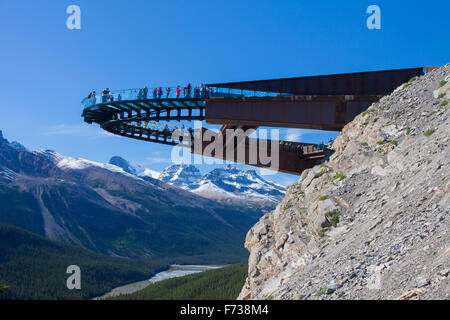 Glacier Skywalk, glass-floored observation platform looking over the Sunwapta Valley, Jasper National Park, Alberta, Canada Stock Photo