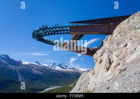 Glacier Skywalk, glass-floored observation platform looking over the Sunwapta Valley, Jasper National Park, Alberta, Canada Stock Photo