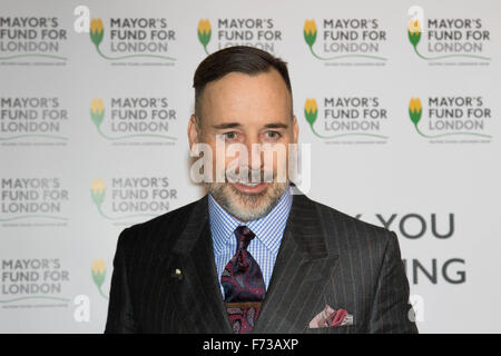 Halcyon Gallery, London, November 24th 2015. Mayor of London Boris Johnson joins celebrities and business leaders at Mayfair’s Halcyon Gallery where pictures from a book showcasing London’s true colours will be sold to raise money for the Mayor’s Fund For London, which helps disadvantaged youths gain a foothold on the employment ladder. PICTURED: David Furnish. Credit:  Paul Davey/Alamy Live News Stock Photo