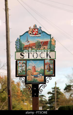 Stock village sign in Essex, UK Stock Photo