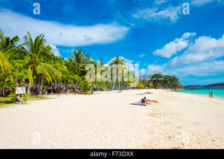 White sand beach on Malcapuya Island, Philippines Stock Photo