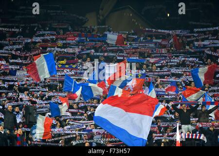 Lyon, France. 24th Nov, 2015. UEFA Champions League football. FC Lyon versus Gent. supporters pay hommage towards victims of the recent Paris Attacks Credit:  Action Plus Sports/Alamy Live News Stock Photo