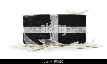 Rough broken brick, isolated on white background, flag of Cornwall Stock Photo