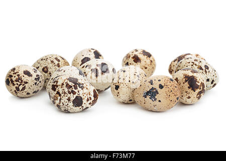 Quail egg group closeup isolated on white Stock Photo