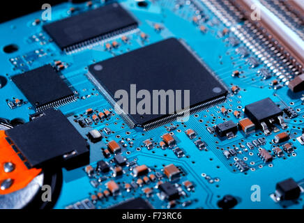 Closeup electronic board, toned image, shallow DOF Stock Photo