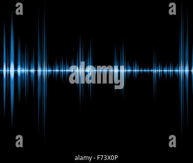 Blue wave of sound isolated over black background Stock Photo