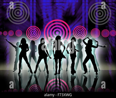 Silhouettes Of Pretty Woman Dancing Stock Photo