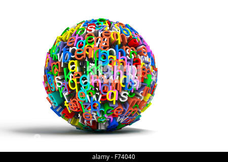 3d conceptual illustration with colored ball letters isolated in white Stock Photo