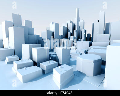 3D image of city landscape with skyscraper.Blueprint technology cityscape Stock Photo