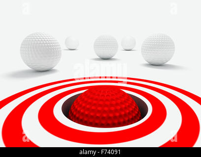 Conceptual 3d image of success with golf balls
