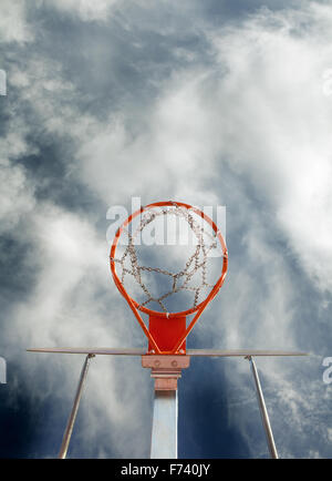 Abstract image of basketball goal against the sky Stock Photo