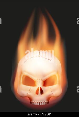 Human skull head with flame Stock Vector