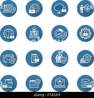 Data Connection Icons Set Cloud Computer Protection Database ...