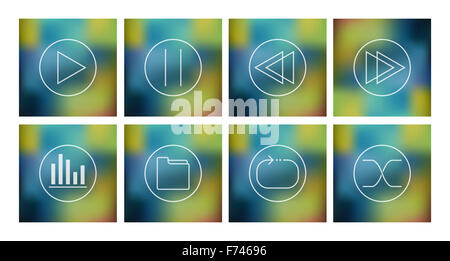 Set of icons for music player on abstract mesh background, eps10 Stock Photo
