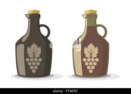 Vector set of two wine vintage style bottles Stock Photo