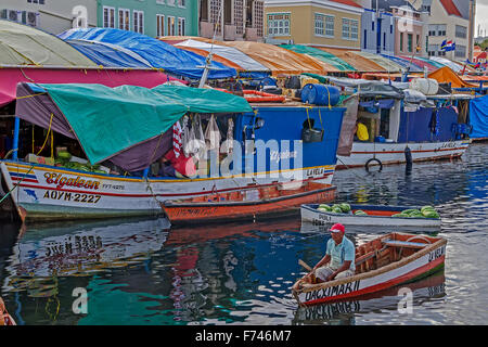 Boat Passing Floating Market Willemstad Curacao Stock Photo