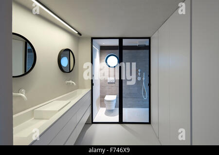 Modern minimalist bathroom in  House, Jaffa, Tel Aviv, Israel Stock Photo