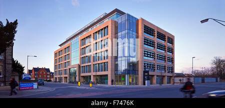 Exterior facade of Microsoft Research, Cambridge, a large office block and headquarters. Stock Photo