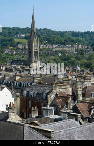 View over the city from the top of Bath Abbey, Bath, Somerset, England Stock Photo