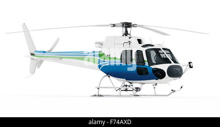 Helicopter isolated on white background. Stock Photo