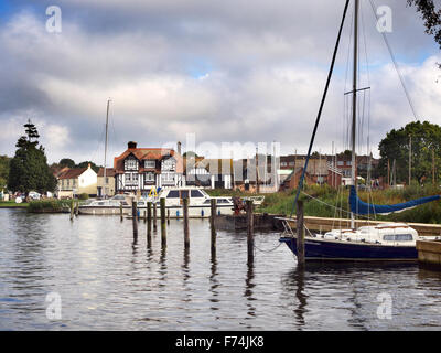 Boats on the River Bure at Horning Norfolk England Stock Photo