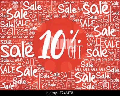 10% OFF word cloud background Stock Vector